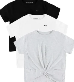 T-Shirts*Abercrombie & Fitch T-shirt - 3-pak - Hviv/Sort/Gråmeleret m. Kn