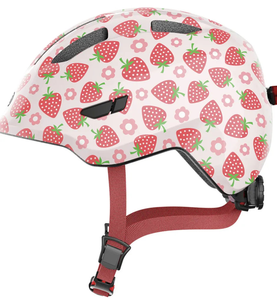 Børn Abus Cykelhjelm - Smiley 3.0 Led - Rose Strawberry