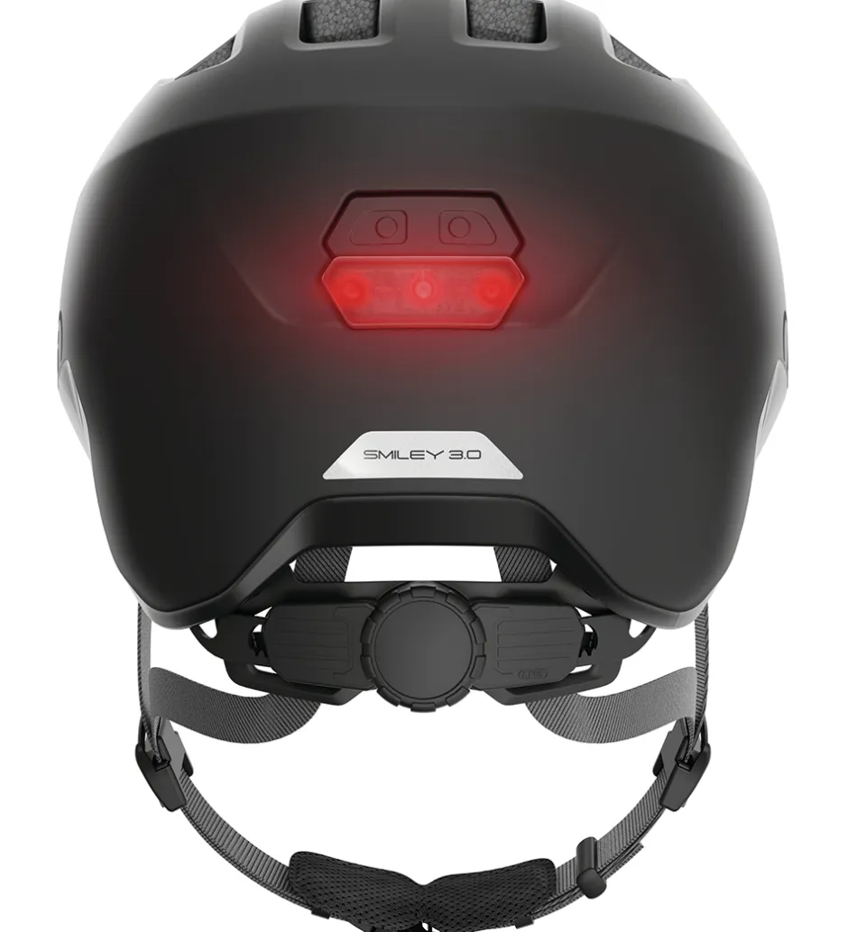 Børnesikkerhed|Cykelhjelme*Abus Cykelhjelm - Smiley 3.0 Ace Led - Velvet Black