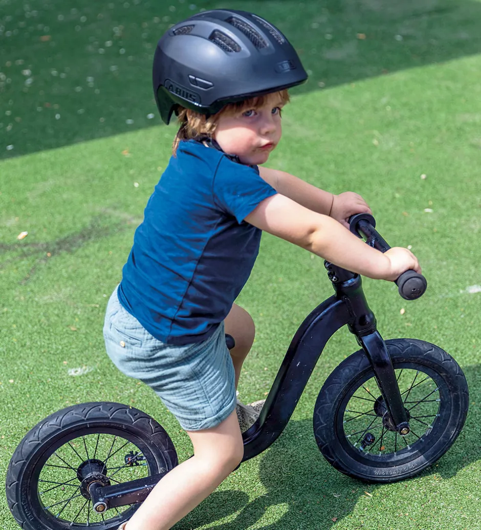 Børnesikkerhed|Cykelhjelme*Abus Cykelhjelm - Smiley 3.0 Ace Led - Velvet Black