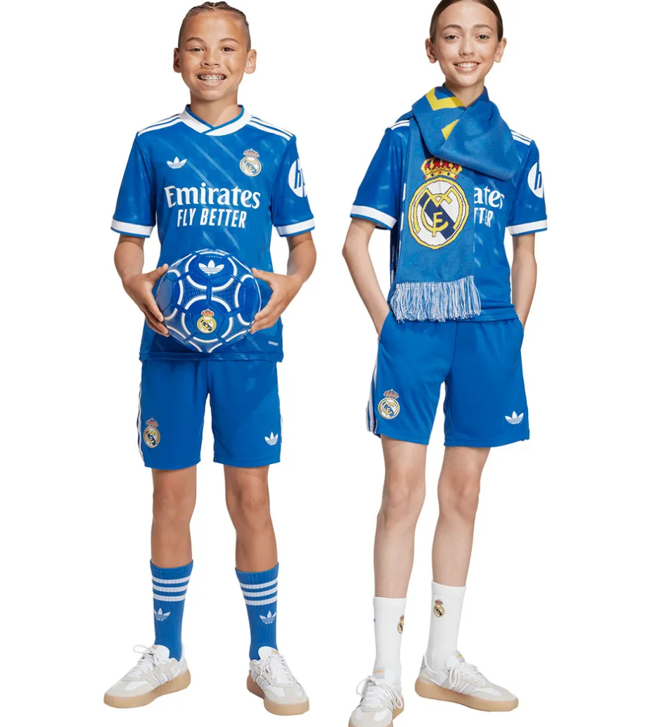 Fodboldtrøjer|Fodboldshorts*adidas Originals Fodboldsæt - Real Madrid 25/26 3. Sæt - Blue