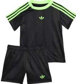 T-Shirts Og Toppe|Træning Og Gymnastik*adidas Originals T-shirt/Short - Sort/Signal Green