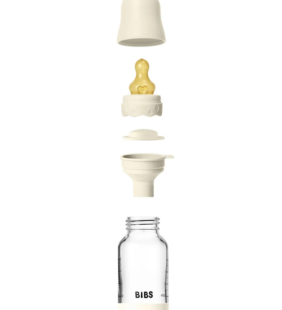 Sutteflasker|Amning*BIBS Boheme Sutteflaske - 120 ml - Glas/Naturgummi - Ivory