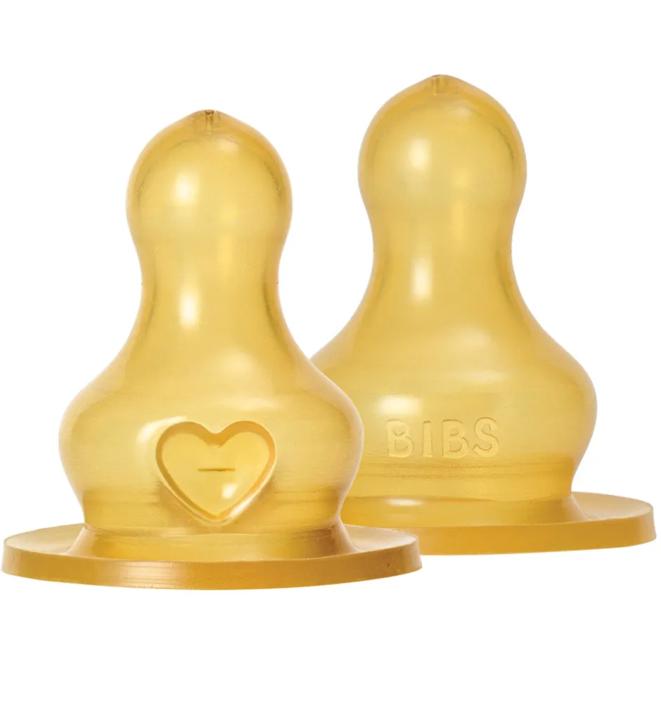 Sutteflasker|Amning*BIBS Flaskesut - 2-pak - Slow Flow - Naturgummi