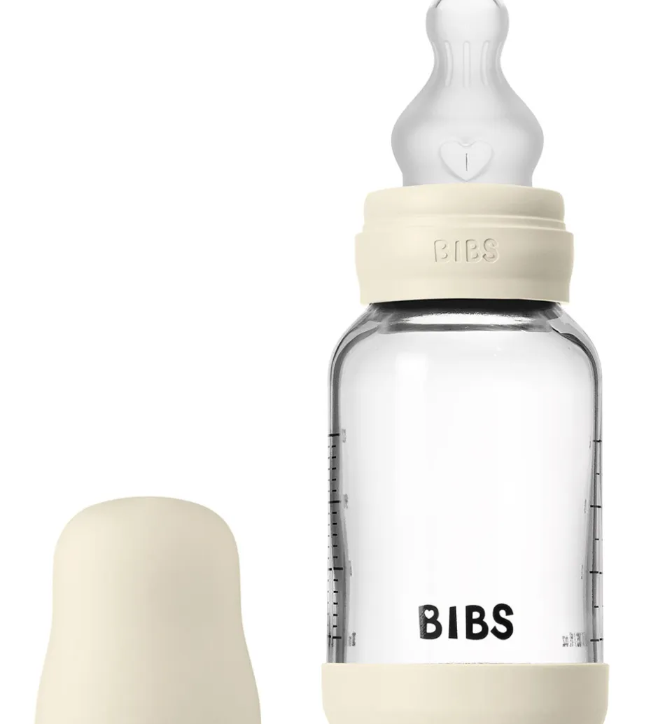 Sutteflasker|Amning*BIBS Sutteflaske - 120 ml - Glas/Silikone - Ivory