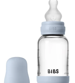 Sutteflasker|Amning*BIBS Sutteflaske - 120 ml - Glas/Silikone - Baby Blue