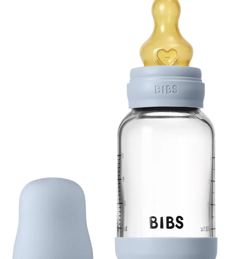 Sutteflasker|Amning*BIBS Sutteflaske - 120 ml - Glas/Naturgummi - Baby Blue
