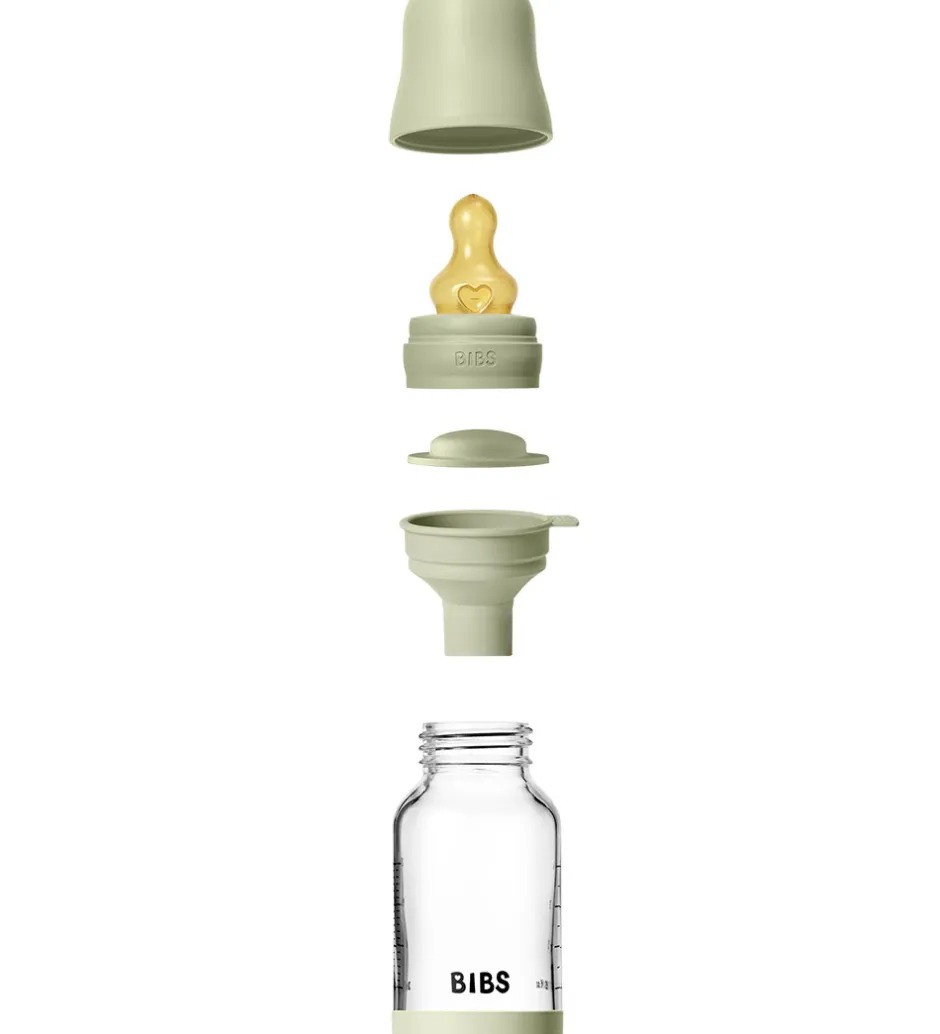 BIBS Sutteflaske - 120 ml - Glas/Naturgummi - Sage