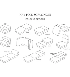by KlipKlap Foldesofa - 3 Fold Single - 70 cm - Blue Grey/Grey