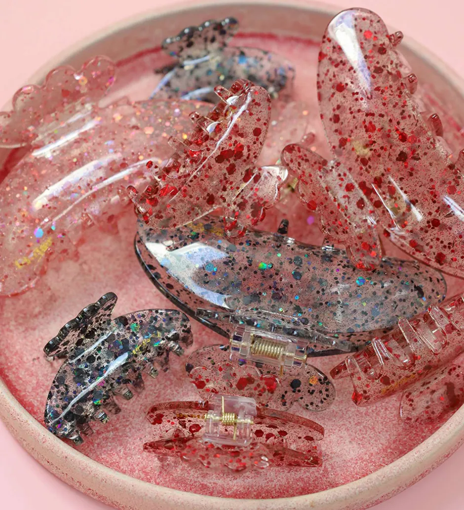 By Stær Hårklemme - Asta - 10x5 cm - Confetti Rød