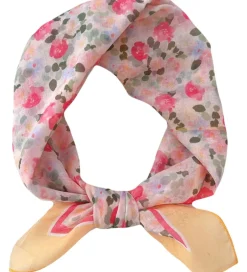 Tørklæder*By Stær Tørklæde - Lilo - 57x58 cm - Gul/Rosa Blomster
