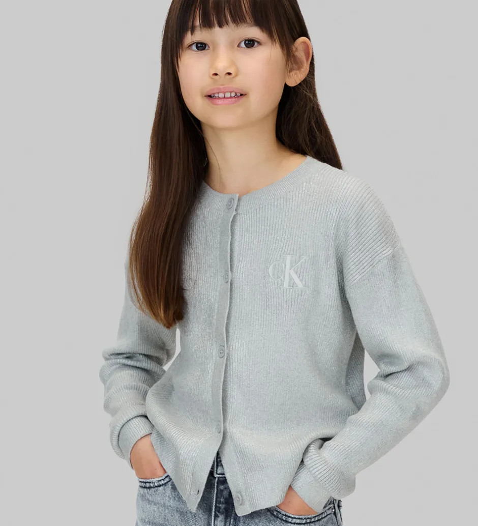 Børn Calvin Klein Cardigan - Strik - Coated - Sølv