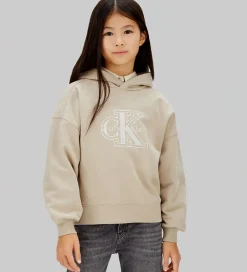 Børn Calvin Klein Hættetrøje - Velvet Monologo - Ancient Marble Grey