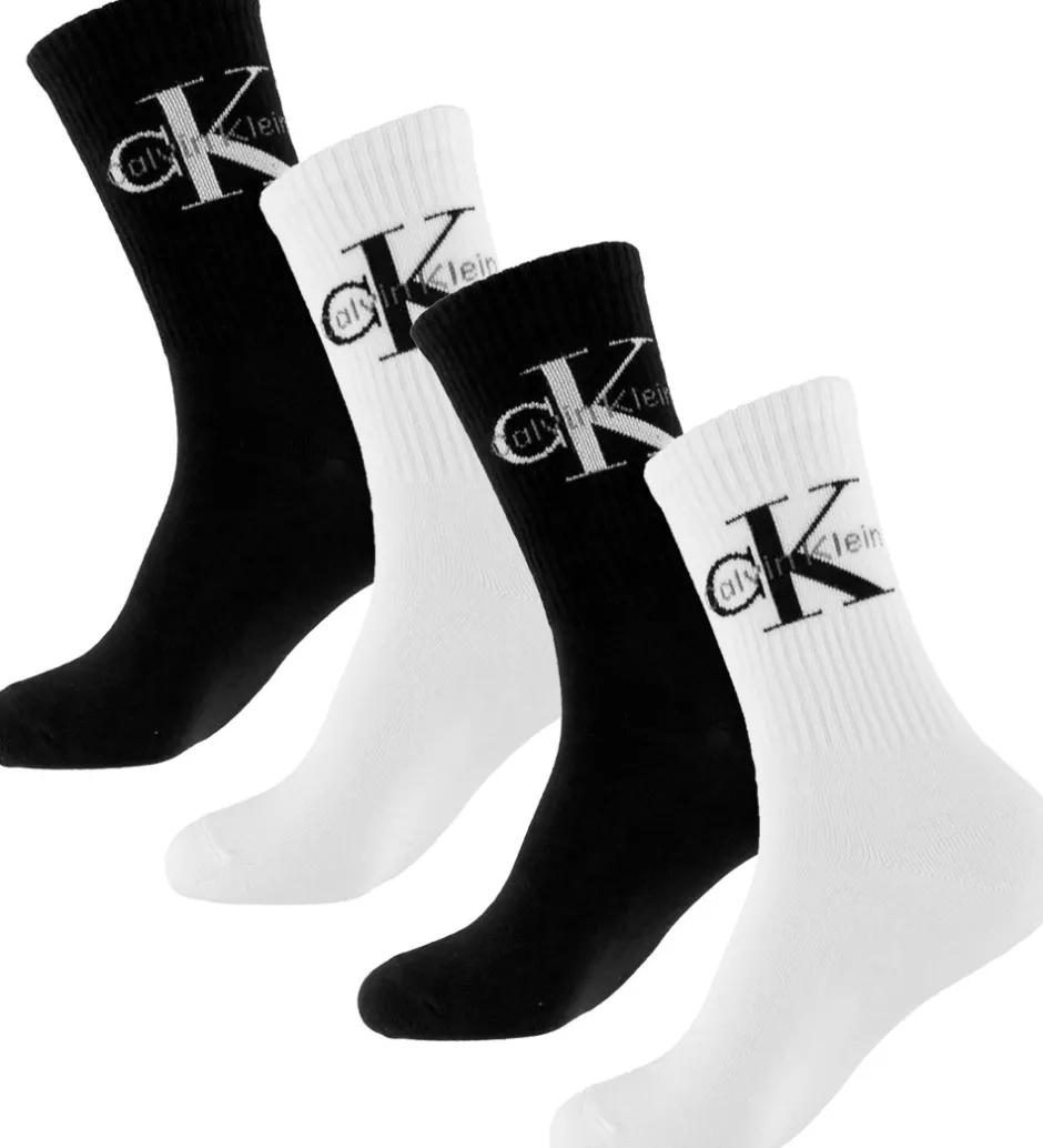 Strømper|Basis*Calvin Klein Strømper - 4-pak - Sort/Hvid m. Logo