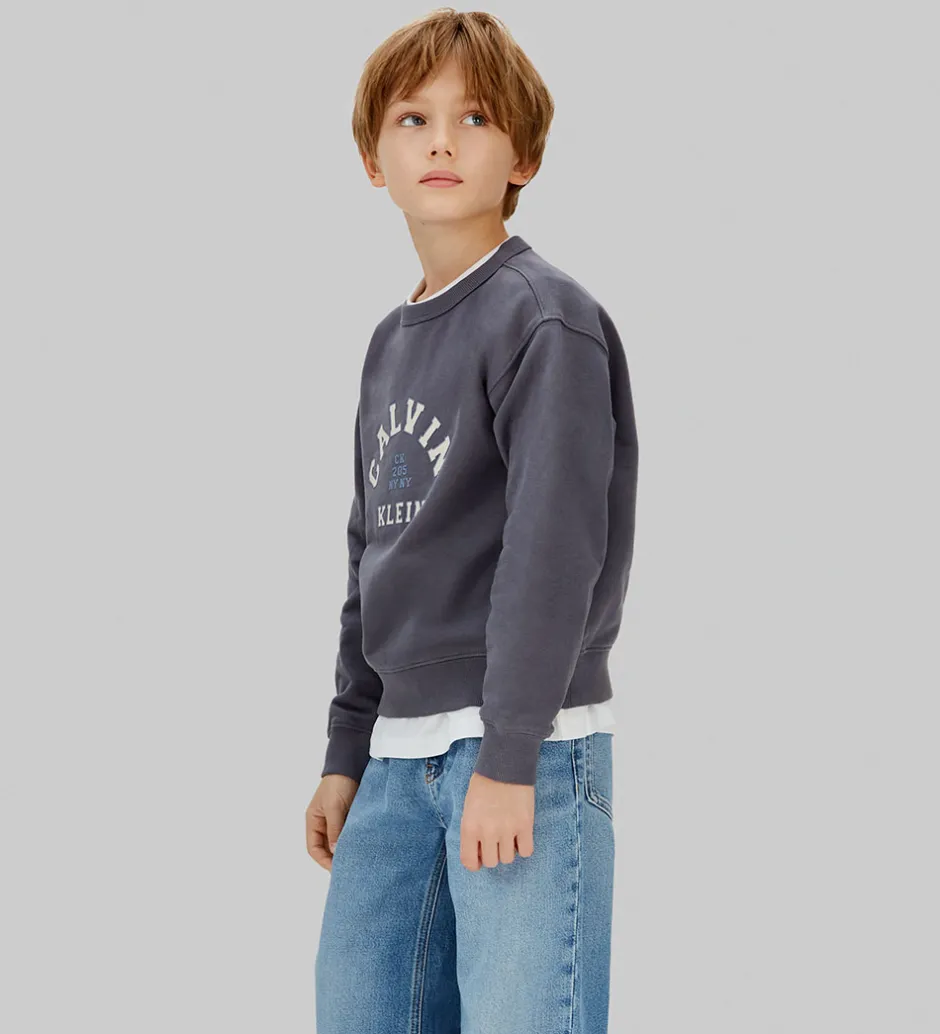 Børn Calvin Klein Sweatshirt - Varsity - Coal Grey