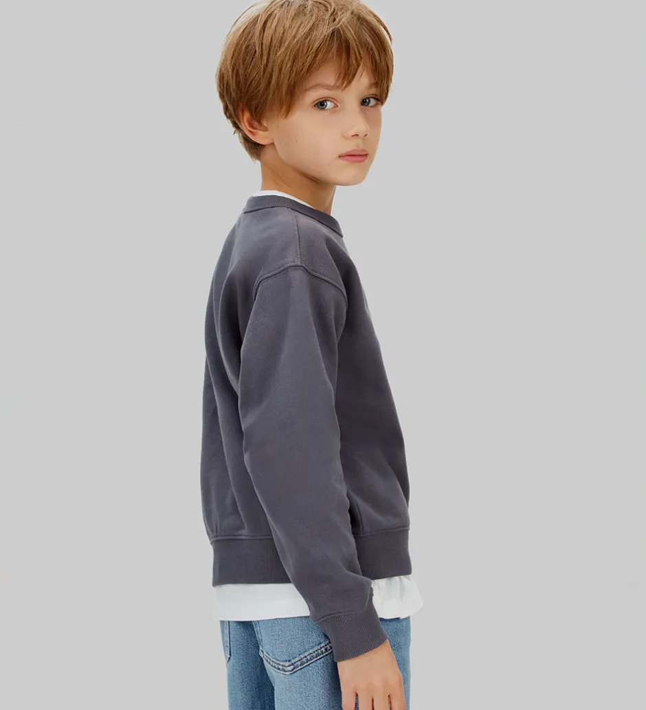 Børn Calvin Klein Sweatshirt - Varsity - Coal Grey