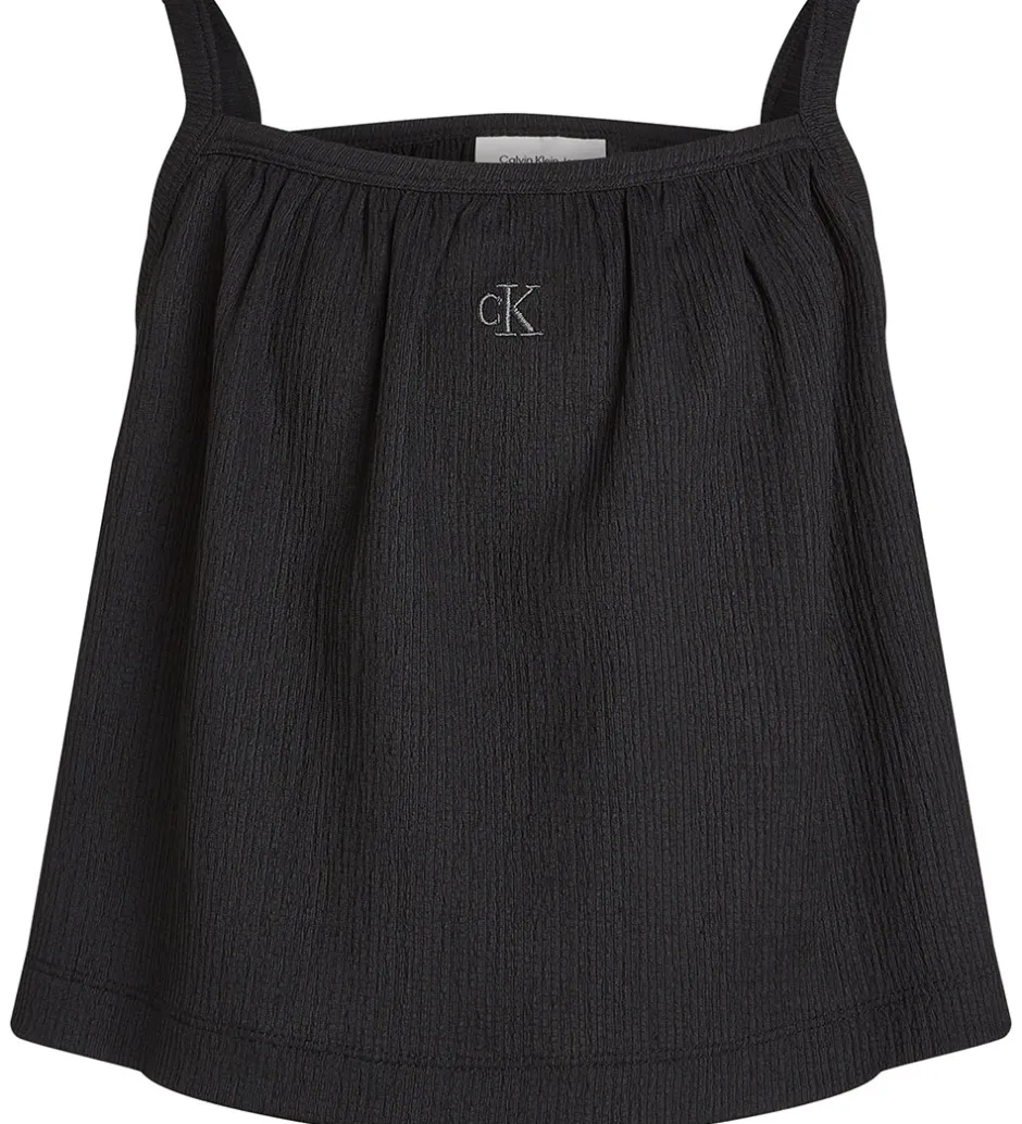 Toppe*Calvin Klein Top - Rib - Crinkle Strap - Ck Black