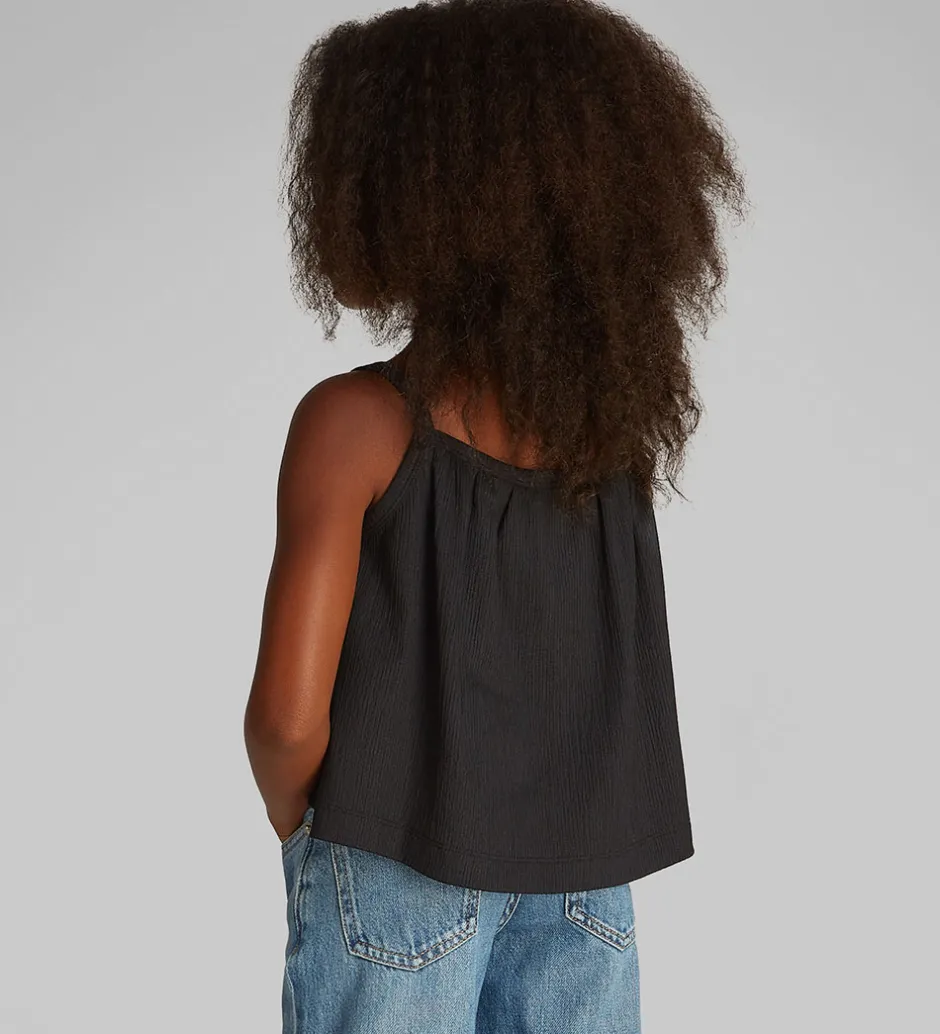 Toppe*Calvin Klein Top - Rib - Crinkle Strap - Ck Black