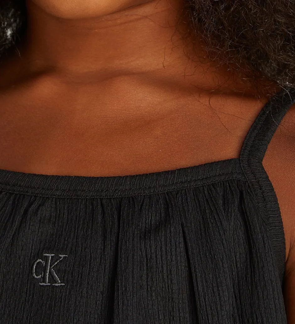 Toppe*Calvin Klein Top - Rib - Crinkle Strap - Ck Black
