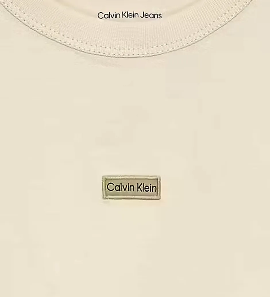 Børn Calvin Klein T-shirt - Folded Logo Label - White Gray