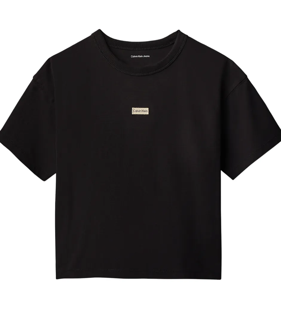 Børn Calvin Klein T-shirt - Folded Logo Label - CKBlack