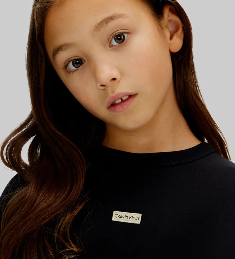 Børn Calvin Klein T-shirt - Folded Logo Label - CKBlack
