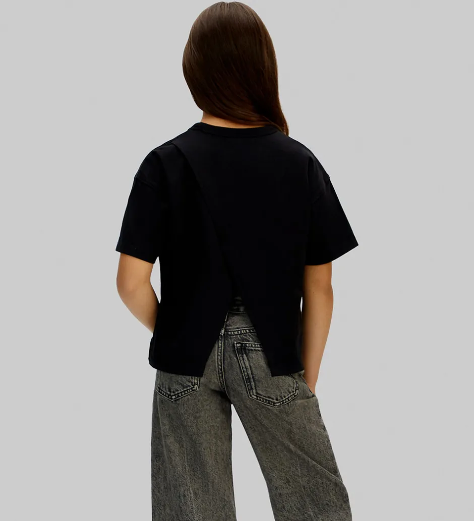Børn Calvin Klein T-shirt - Folded Logo Label - CKBlack