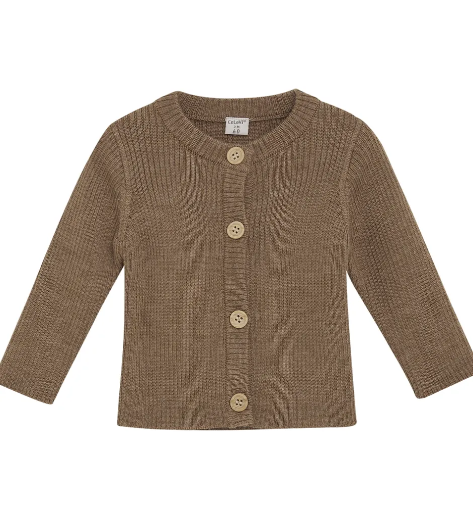 Striktrøjer*CeLaVi Cardigan - Uld - Cocoa Creme