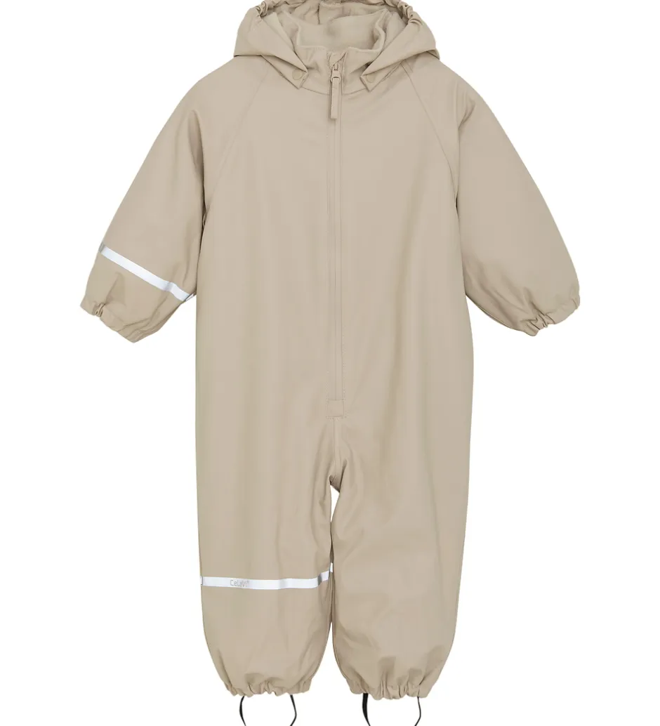 Regntøj*CeLaVi Regndragt m. Fleece - PU - White Pepper