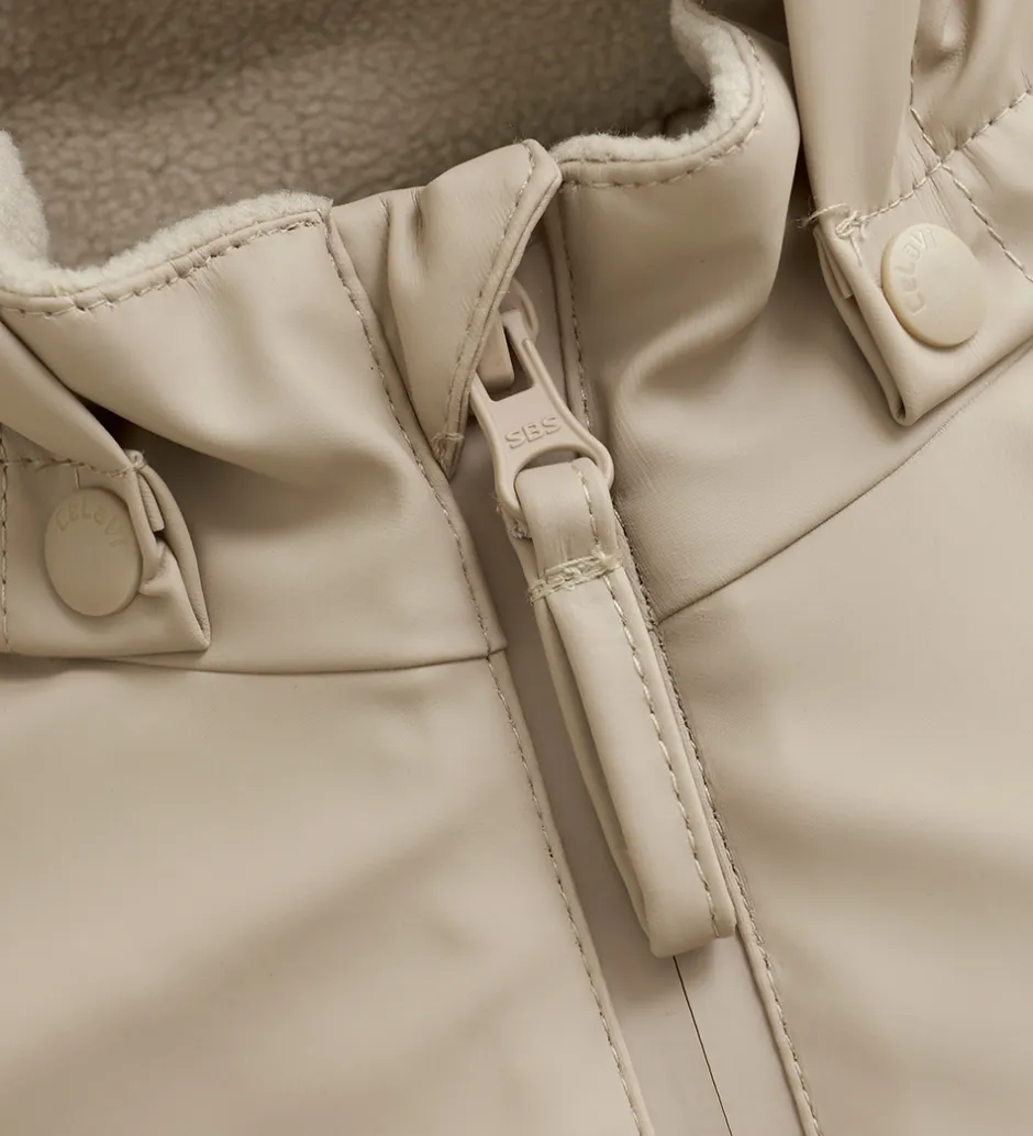 Regntøj*CeLaVi Regndragt m. Fleece - PU - White Pepper