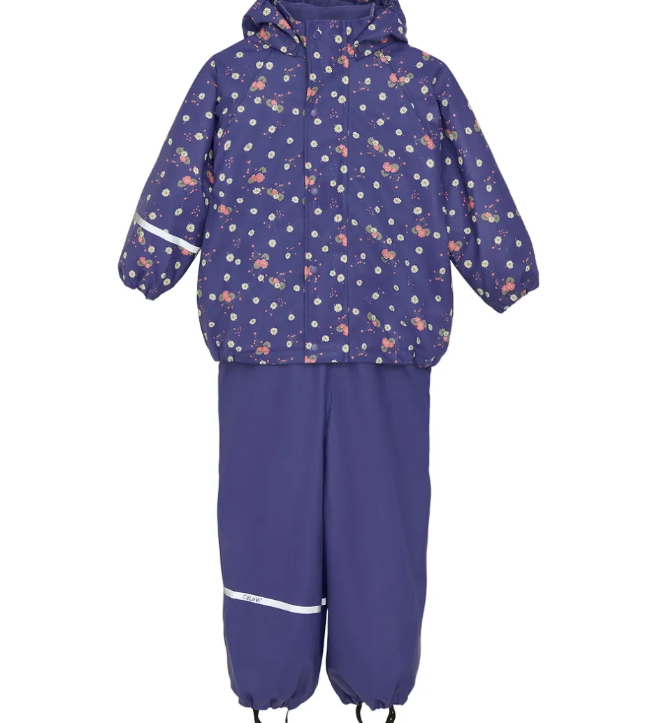Regntøj*CeLaVi Regntøj m. Seler/Fleece - Recycle PU - Skipper Blue m. Pr