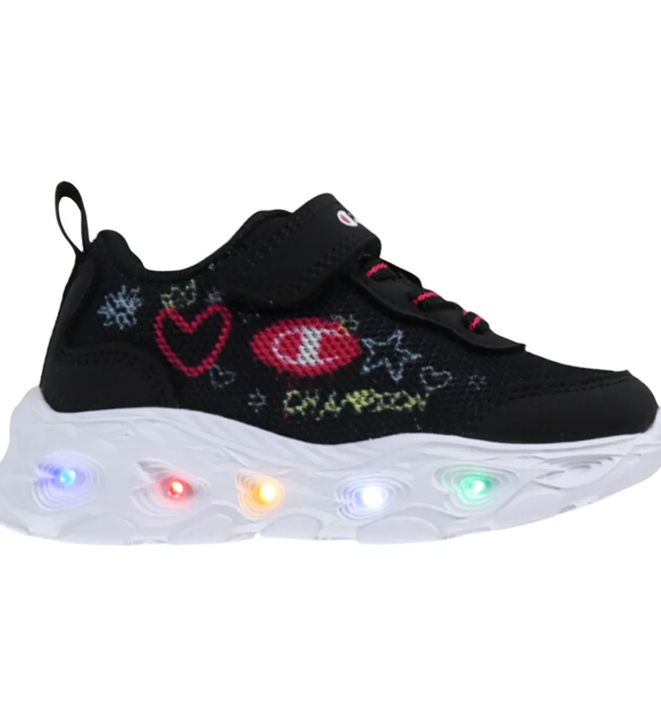 Børnesko Og Babysko|Blinkesko*Champion Sko m. Lys - Funfair Print G TD Low - Sort
