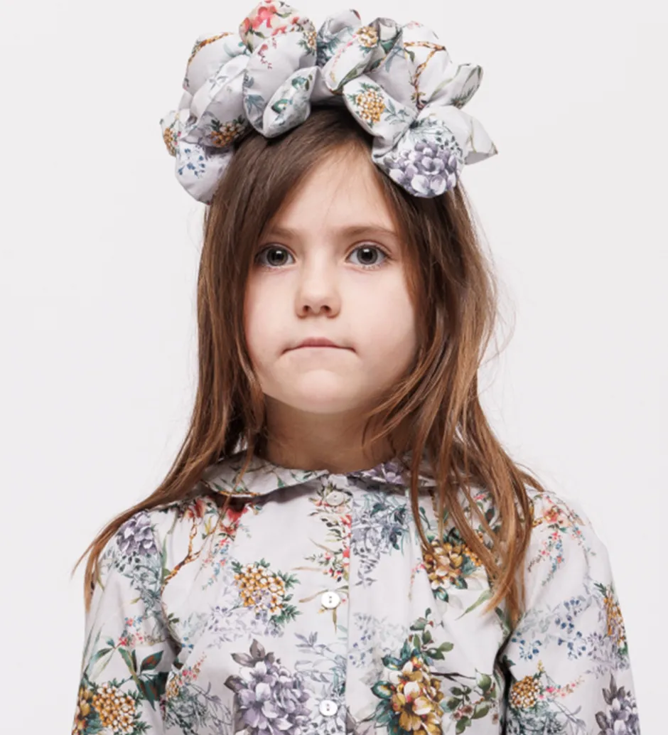 Hårbøjler*Christina Rohde Hårbøjle - Blågrå m. Blomster