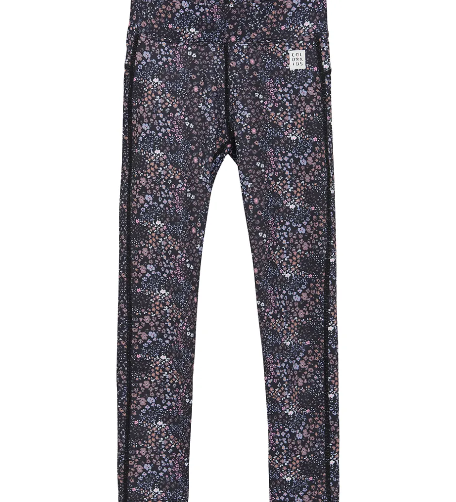 Træningsbukser|Gymnastiktøj*Color Kids Leggings - Phantom m. Blomster