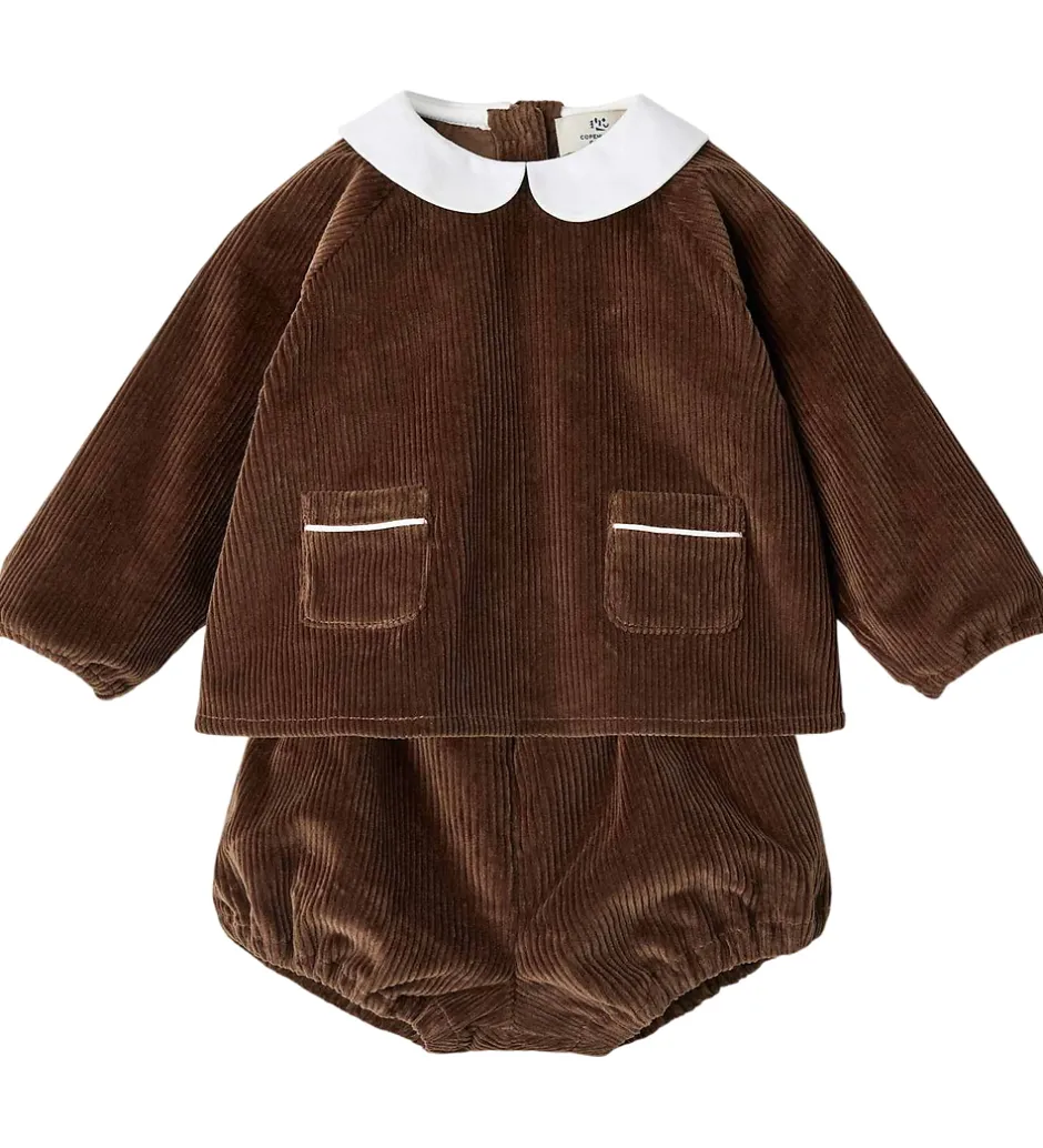 Kjoler|Pigetøj*Copenhagen Colors Sæt - Bluse/Bloomers - DK. Brown Comb