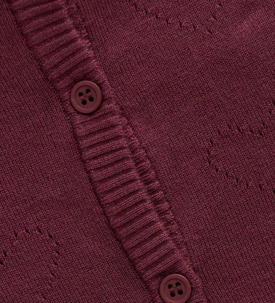 Børn Creamie Cardigan - Viskose/Nylon - Pointelle - Vineyard Wine