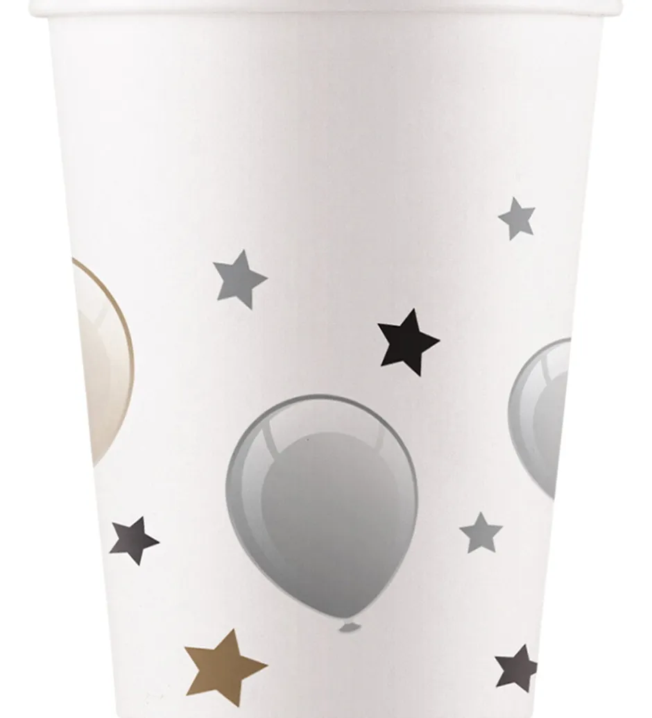 Festartikler*Decorata Party Papkrus - 8-pak - 200 ml - Milestone Happy Birthd