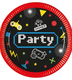 Tallerkener*Decorata Party Paptallerkner - 8-pak - 19,5 cm - Gaming Party