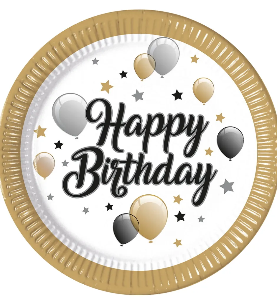 Festartikler*Decorata Party Paptallerkner - 8-pak - 23 cm - Milestone Happy B