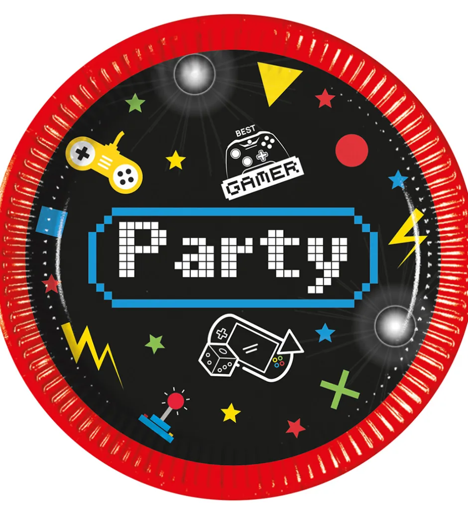 Decorata Party Paptallerkner - 8-pak - 23 cm - Gaming Party
