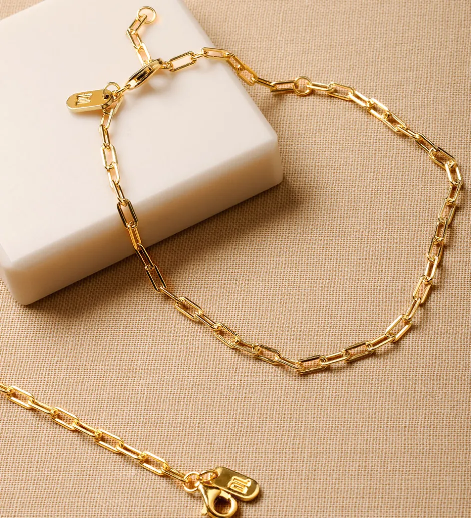 Smykker*Design Letters Armbånd - Chunky Square - Small - 18K Guldbelagt