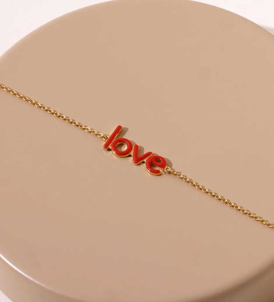Smykker*Design Letters Armbånd - Keywords Chain - 18k Guldbelagt - Coral