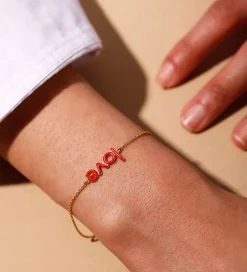 Smykker*Design Letters Armbånd - Keywords Chain - 18k Guldbelagt - Coral