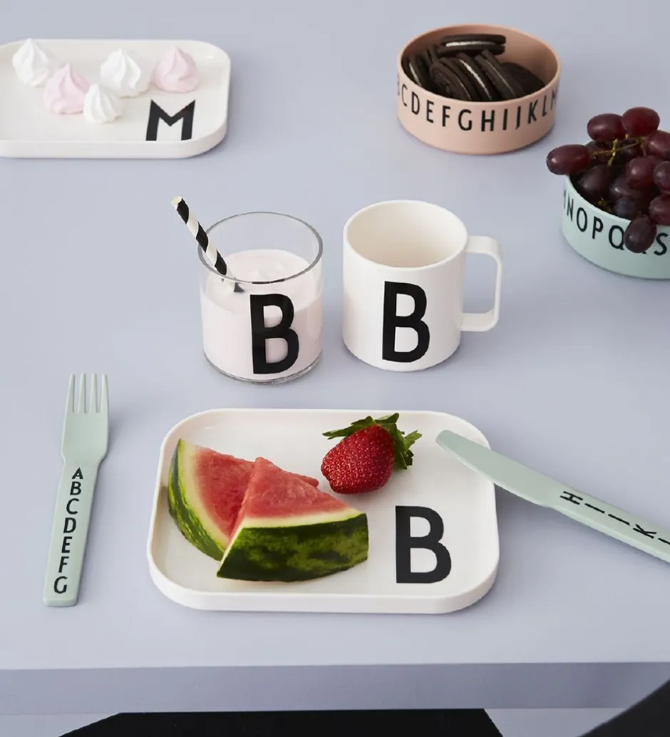 Design Letters Skål - 3-pak - Rosa/Hvid/Grå m. Bogstaver