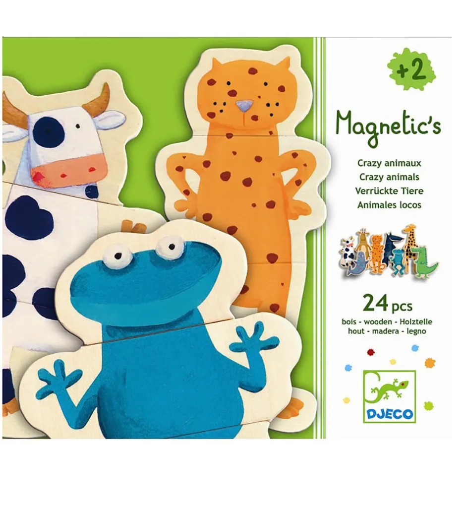 Magnet*Djeco Magneter - 24 stk. - Træ - Crazy