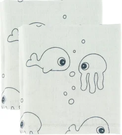 Done by Deer Babysvøb - 120x120 - 2 stk - Sea Friends - Blå