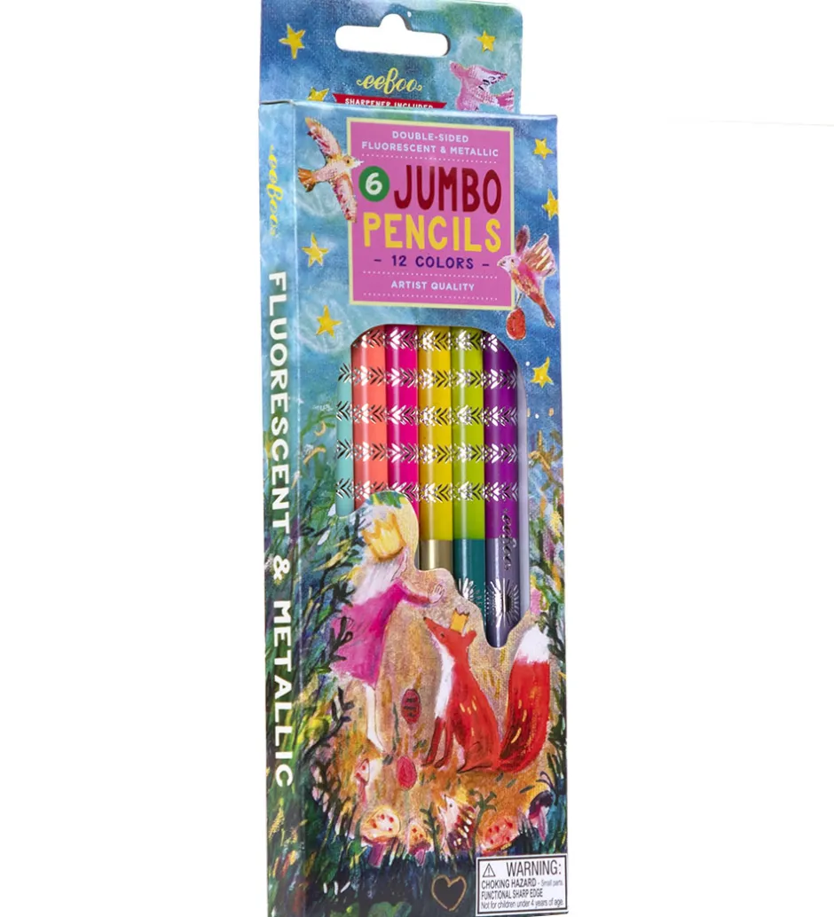 Skriveredskaber*Eeboo Farveblyanter - 6 Stk. - Jumbo - King Fox