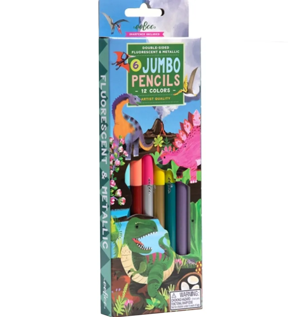 Skriveredskaber*Eeboo Farveblyanter - 6 Stk. - Jumbo - Dinosaur