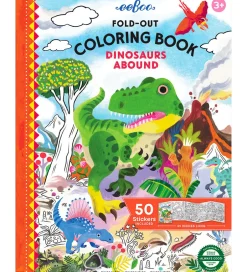Malebog*Eeboo Fold Ud Malebog m. Klistermærker - Dinosaurer