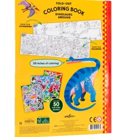 Malebog*Eeboo Fold Ud Malebog m. Klistermærker - Dinosaurer